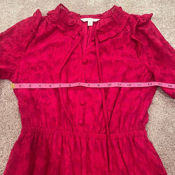 Lauren Conrad Bight Pink Longsleeve Dress Lace Detail Size XS - Picture 9 of 10